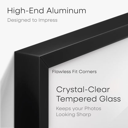 Homeforia 4x9 Business License Frame Black, High End Metal 4 x 9 Certificate Frames with Real Glass, 9x4 Document Frames for Wall or Tabletop, 4 by 9 Picture Frames, Tempered Glass, Wall Kit, Set of 1