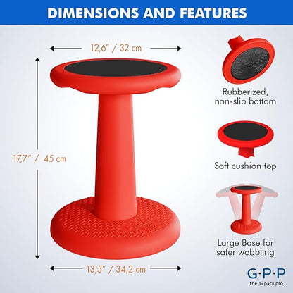 Gpack-pro Kids Wobble Stool – Improves Focus Attention – Non-Slip Base - Wiggle Chair Active Flexible Seating for Preschool Kindergarten Elementary School 17.7-Inch High (Black)