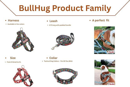Adjustable Dog Harness– No Pull, No Choke – for English Bulldogs, French Bulldogs, Pugs & Broad-Chested Breeds – Easy, Safe Walks (Pizza, Large)