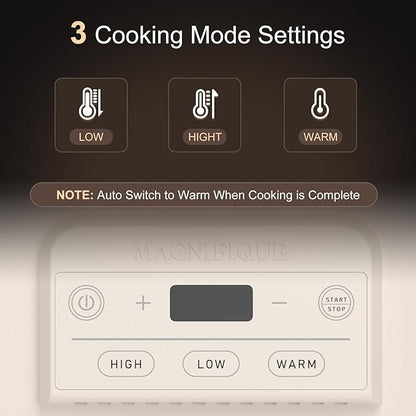 Magnifique 4 Quart Casserole Digital Slow Cooker, Premium Ceramic Bakeware