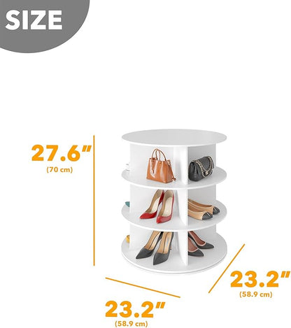 SpaceAid 3 Tier Rotating Shoe Rack Tower, Spinning Shoe Display Lazy Susan