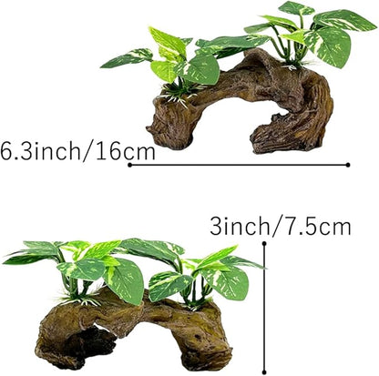 Smoothedo-Pets Fish Tank Decorations Aquarium Decor Ornaments Betta Silk Leaf pad Hammock Artifical Driftwood Cave Goldfish Bowl Accessories (Type-D)