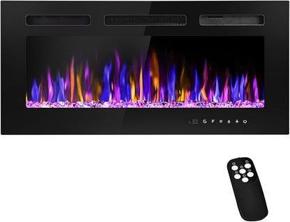 36" Electric Fireplace Wall Mounted and Recessed