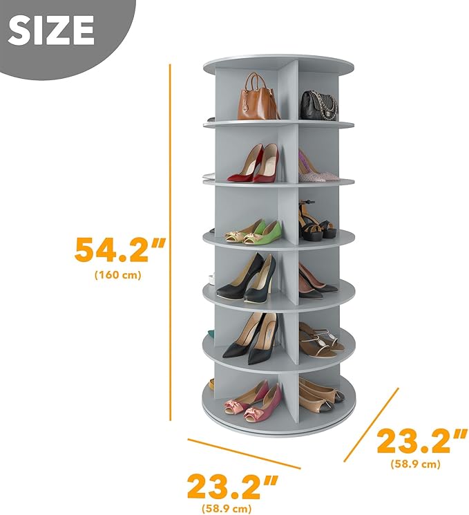 SpaceAid 6 Tier Rotating Shoe Rack Tower, Spinning Shoe Display Lazy Susan