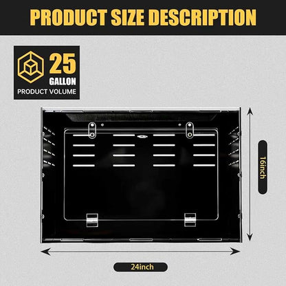 25 Gallon Reptile Tank 24"x16"x16" – PVC Reptile Enclosure Terrarium for Leopard Gecko, Ball Python, Bearded Dragon, and Snake Habitat Setup