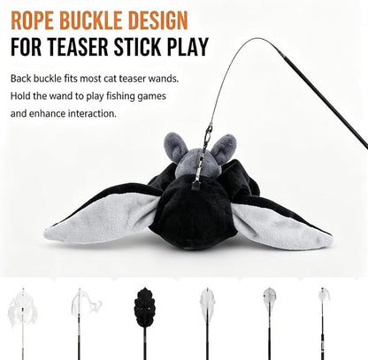 Flying Bat Dog Toy, 2026 New Flying Bat Toy for Dogs, Flapping Wings Interactive Pet Toy with Chirping Engages Cats and Dogs, Detachable USB Rechargeable, Hanging and Ground Play ，Bat：2PCS
