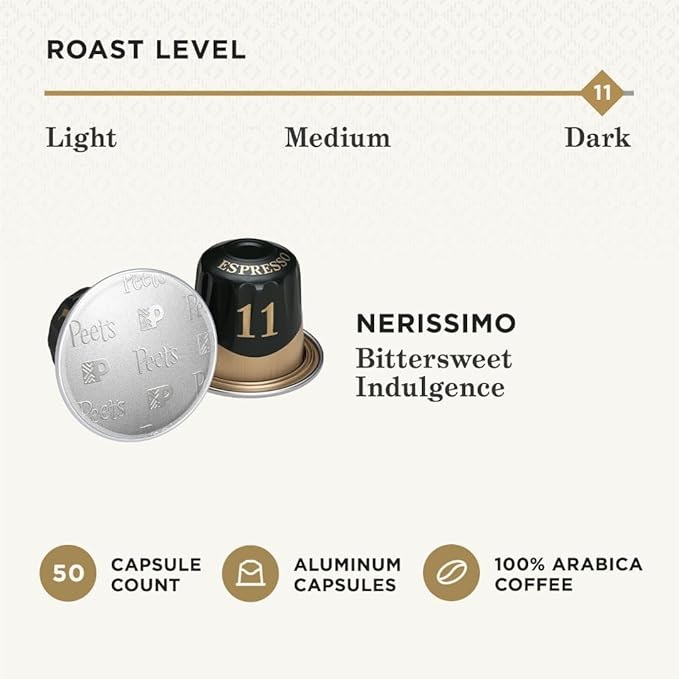 Peet's Coffee, Dark Roast Espresso Capsules, Compatible