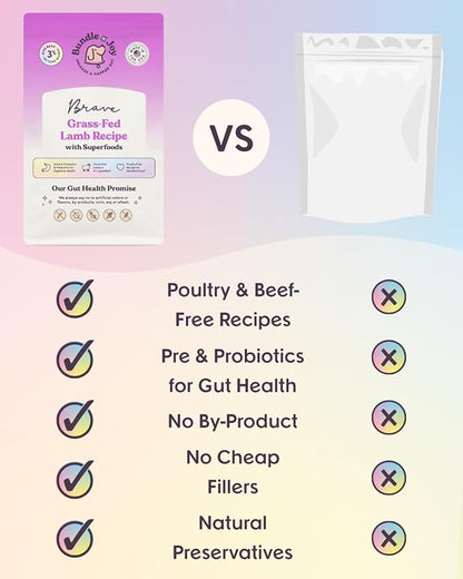 Bundle x Joy Brave Probiotic Dog Food Dry, Lamb, 4lb Bag, Allergy and Gut-Friendly Adult Kibble for Digestive Health with Grass-Fed Lamb, 20 Plant Based Superfoods, Poultry and Grain Free