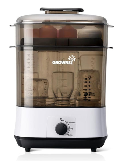 Grownsy Adjustable 4 in 1 Large Bottle Sterilizer and Dryer, 8 Bottles Capacity