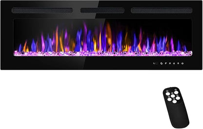 50" Electric Fireplace Wall Mounted and Recessed