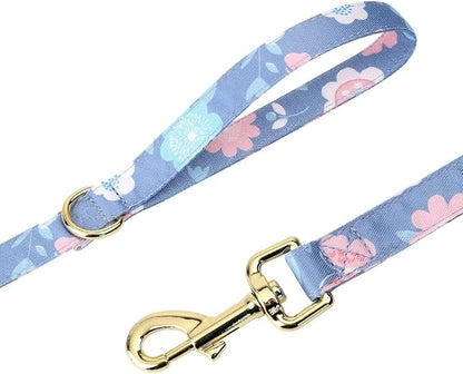 Beirui Cute Dog Collars,Harnesses,Leashes Set, Floral Pattern, Purple,S | Girl Dog Harness Set with Flower, Adjustable and Soft Mesh Lining, For Small Dogs Daily Walks