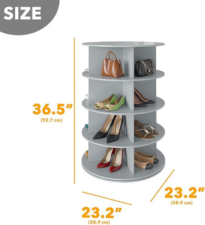 SpaceAid 4 Tier Rotating Shoe Rack Tower, Spinning Shoe Display Lazy Susan