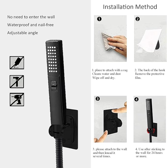 6'' Square High Pressure Rain Black Shower Heads