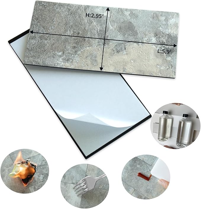 AULIGET 100-Piece Faux Stone Peel and Stick Backsplash Wall Tiles, Laundry Room