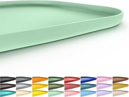 SMILOOL Waterproof Silicone Pet Food Mat with Raised Edge for Dog & Cat | 22" x 14" Non-Slip Pet Feeding Mats with Lip for Food & Water Bowl, Food Grade, Easy Cleaning, Mint Green