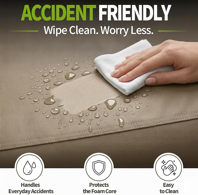 Waterproof Dog Bed for Crate Pad, Leather Brown Hair Resistant Dog Beds with Wipeable Covers, Easy Clean Large Mattress Pet Mat