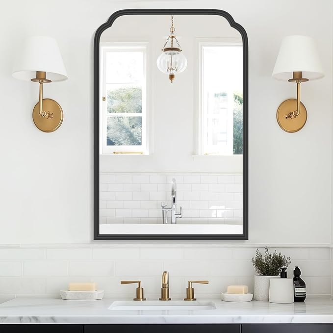20X30 Inch Black Metal Framed Bathroom Mirror