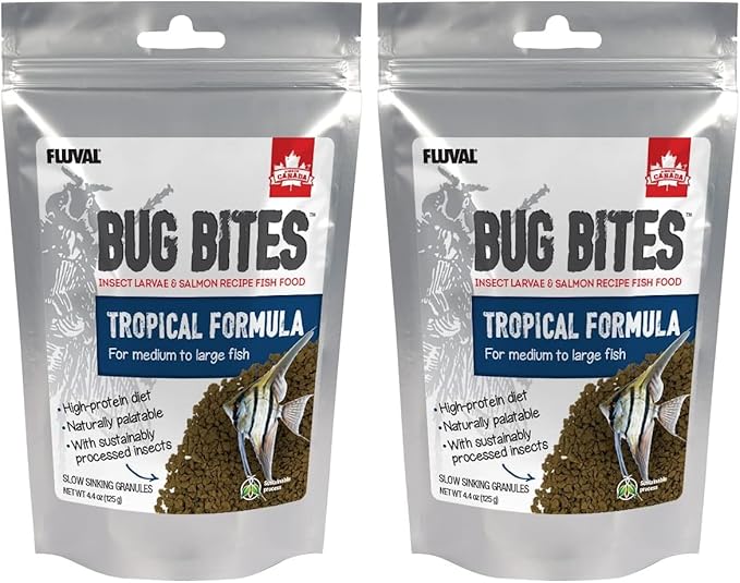 Fluval Bug Bites Tropical Fish Large Granules 4.4 oz, A6579, Brown (Pack of 2)