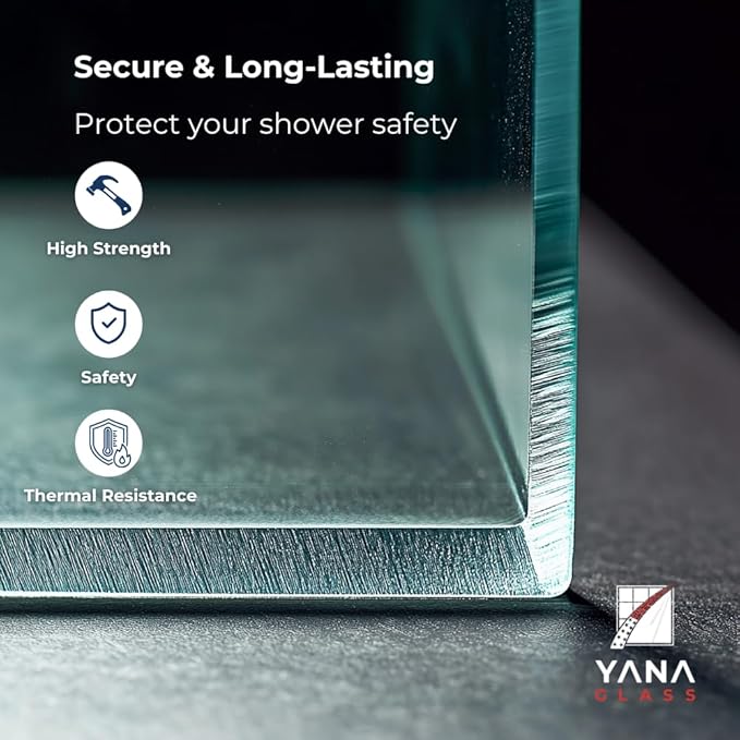 Yana Frameless Shower Door Screen, Fixed Shower Door Panels 3/8" Thick Tempered