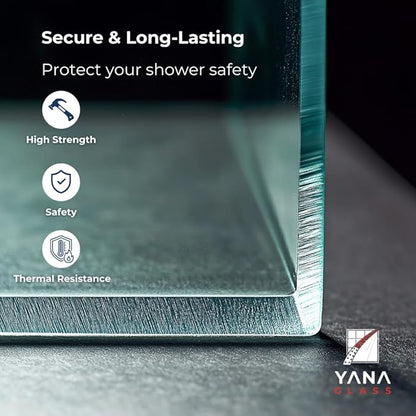 Yana Frameless Shower Door Screen, Fixed Shower Door Panels 3/8" Thick Tempered