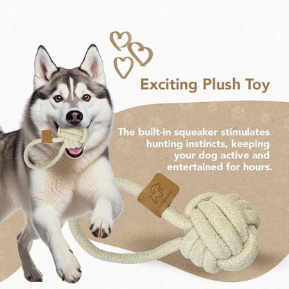 Eco Cotton Rope Ball Dog Toy, Natural Cotton Dog Toy & Ball Rope Toys for Dogs, Toy for Big & Small Dog, Densely Woven & Durable Training Toys