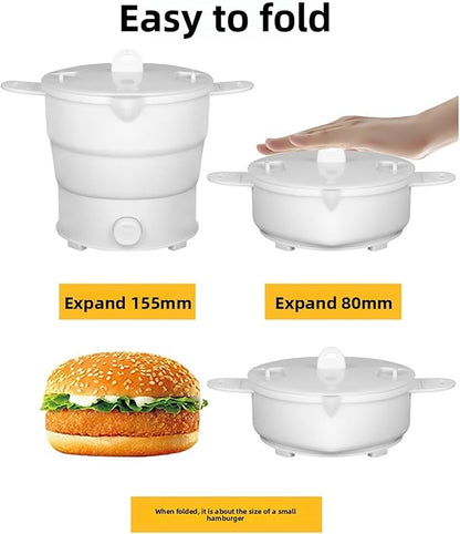 Asixxsix Foldable Electric Cooker, 800W 1.2L Mini Portable Travel Hot Pot