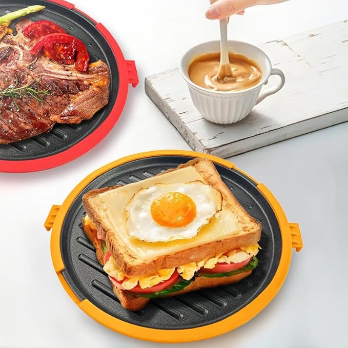 9.5inch 5-in-1 Microwave Grill Pan, Grilled Cheese, Large Toastie Sandwich Maker