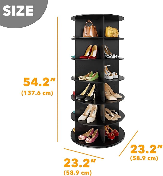 SpaceAid 6 Tier Rotating Shoe Rack Tower, Spinning Shoe Display Lazy Susan