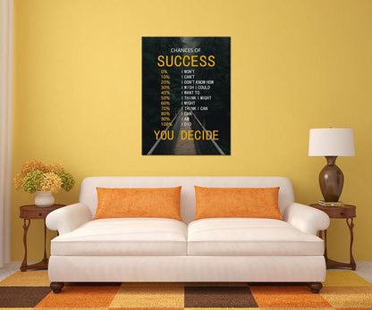 Chances of Success Poster Motivational Canvas Wall Decor Inspirational Wall Art Quotes Picture Print Artwork for Office Bedroom Living Room Framed Ready to Hang [30''Wx 40''H]