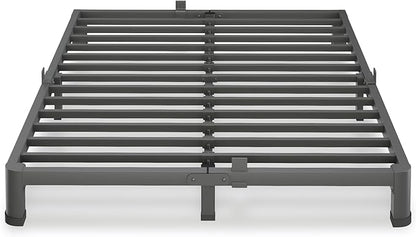 4 Inch Full Size Bed Frame, 3500Lbs Heavy Duty Metal Platform with Round Corner Legs Mattress Slide Stopper, Steel Slat Support No Box Spring Needed, Noise Free, Non-Slip, Easy Assembly