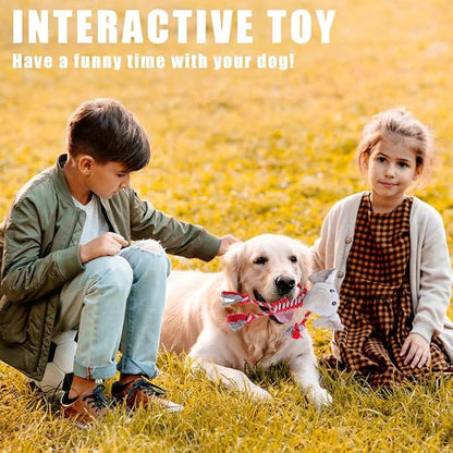Rope Dog Toys to Keep Them Busy - Tug of War Dog Toys for Boredom Plush Interactive Squeaky Puppy Toys for Small Medium Large Dogs