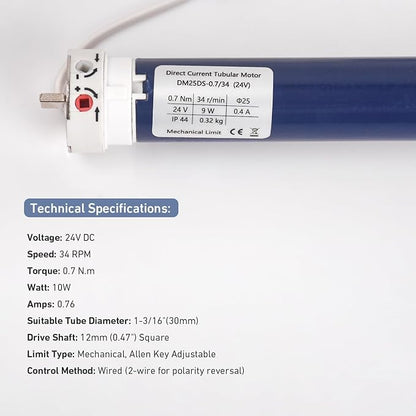 DM25DS 24V RV Electric Roller Shade Motor | Compatible