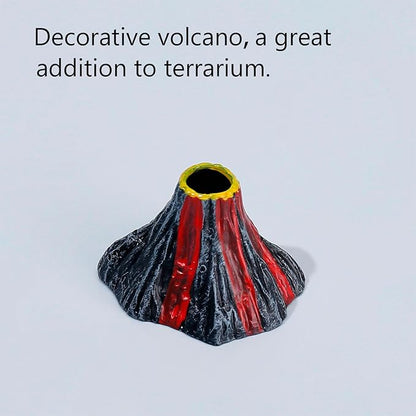 Small Reptile Feeding Dish 2Pack Gecko Food Water Dispenser Worm Bowl with Resin Volcano Decor for Terrarium Leopard Crested Gecko Juvenile Bearded Dragon Lizards Cricket Dubia Feeder