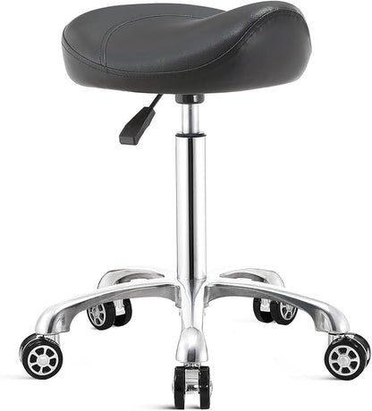 Nolasalon Saddle Stool Chair with Wheels,Ergonomic Swivel Rolling Height Adjustable for Salon Beauty Clinic Dentist Tattoo Home Office
