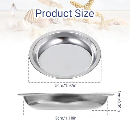 4 Pack Hermit Crab Food and Water Bowl, Small Stainless Steel Reptile Feeding Dish Bowl Mini Feeding Dishes for Hermit Crab Lizard Gecko Bearded Dragon Chameleon (2" W x 2" D x 0.4" H)