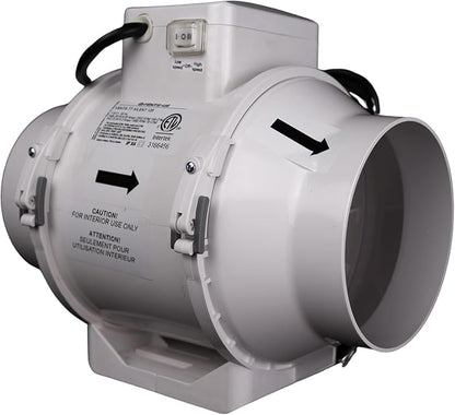 VENTS-US TT Silent 125-5" Inline Duct Fan, 199 CFM, 2-Speed Built-In Switch
