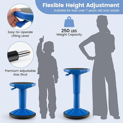 Giantex Wobble Stools for Classroom Seating - Wiggle Stool with Adjustable Height, 24" Active Learning Stool, Sitting Balance Chair for School, Office Stand Up, Flexible Seating Wobble Chair, Navy