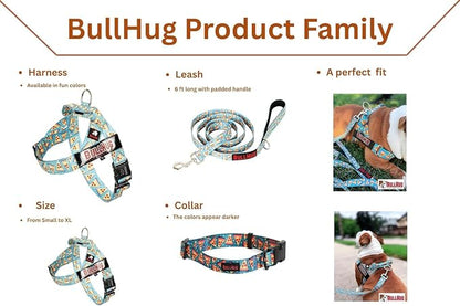 Adjustable Dog Harness– No Pull, No Choke – for English Bulldogs, French Bulldogs, Pugs & Broad-Chested Breeds – Easy, Safe Walks (Pink Floral, Large)
