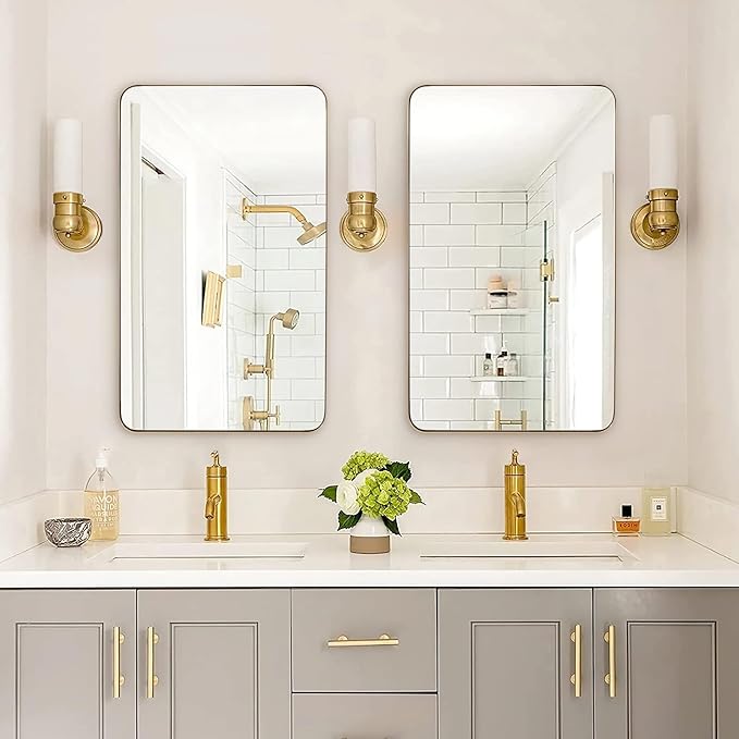 ANDY STAR 30"x48" Brass Gold Bathroom Mirror, Large Wall Mirror