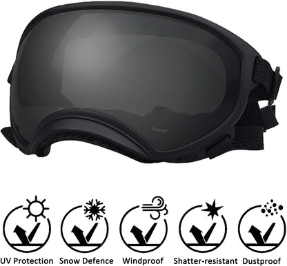 Medium Dog Sunglasses with Adjustable Strap UV Protection, Winproof Dog Puppy Sunglasses, Suitable for Medium Dog Pet Glasses, Dogs Eyes Protection,Soft Dog Goggles