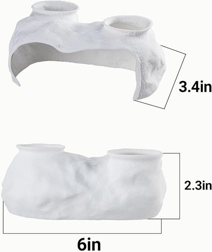 Dual-Entrance Rock-Texture Cave – Fish Tank Shelter & Aquarium Decor with 2 Tunnels, 6×3.4×2.3in (White)