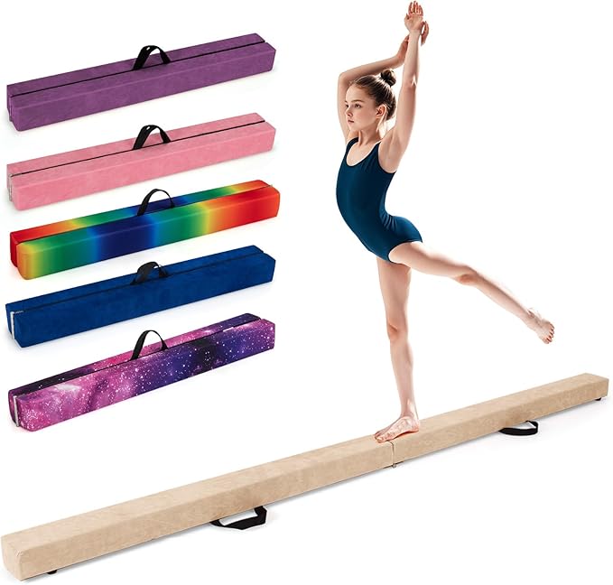 Giantex 7FT/8FT/9FT Balance Beam, Folding Gymnastics Beam w/Carry Handles