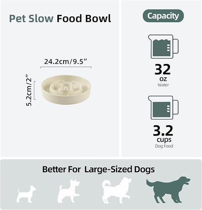 Ceramic 3.2 Cup Slow Feeder Dog Bowl