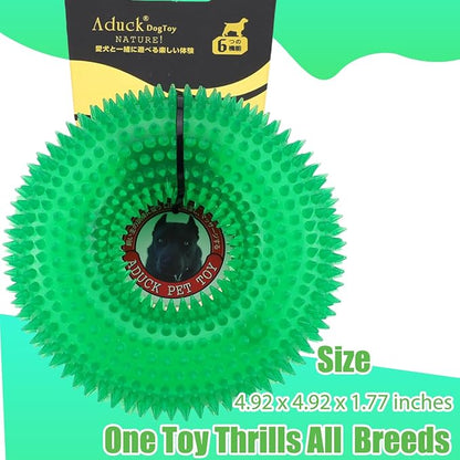 ADUCK Dog Squeaky Chew Toys for Aggressive Chewers, Small Medium Large Dogs Teeth Cleaning Soft Natural Rubber Float Toy for Indoor Outdoor Water Pool, Donut Ring Design 4.92 inch, Crystal Green