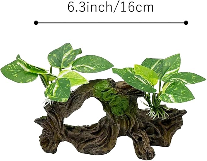 Smoothedo-Pets Fish Tank Decorations Aquarium Decor Ornaments Betta Silk Leaf pad Hammock Artifical Driftwood Cave Goldfish Bowl Accessories (Type-H)