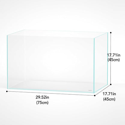 LANDEN 75H 37 Gallon Rimless Low Iron Aquarium Tank, W29.5×D17.7×H17.7 in(75x45x45cm) 8mm Thickness with Black Nano Foam Leveling mat Included