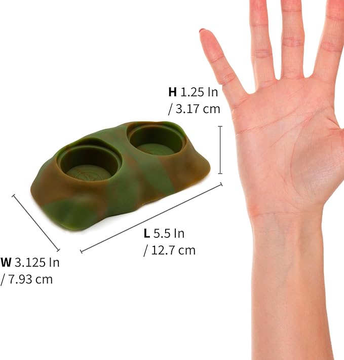 Pangea Ultimate Eco Dish, Crested Gecko Food and Water Bowl for Terrestrial Lizards, Durable Silicone Feeding Accessory for Reptile Terrariums 3.125in x 5.5in (Mossy Pine)