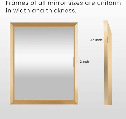Amorho Bathroom Mirror, 36x36 Inch Golden Thick Metal Framed Wall Mirrors