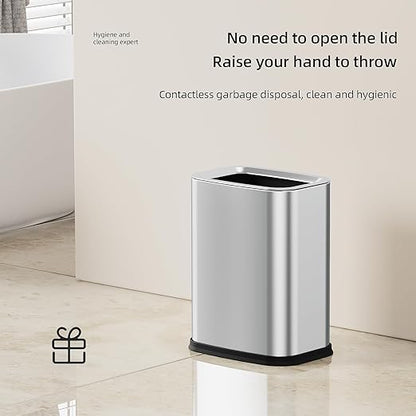 2.6 Gal Stainless Steel Bathroom Trash Can, Metal Waste Baskets