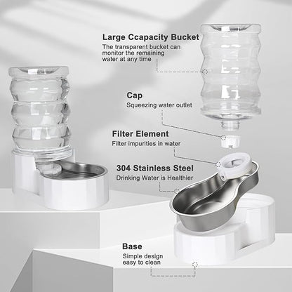 RIZZARI Automatic Gravity Pet Dispenser: 6.5L Large Capacity -No Power Needed